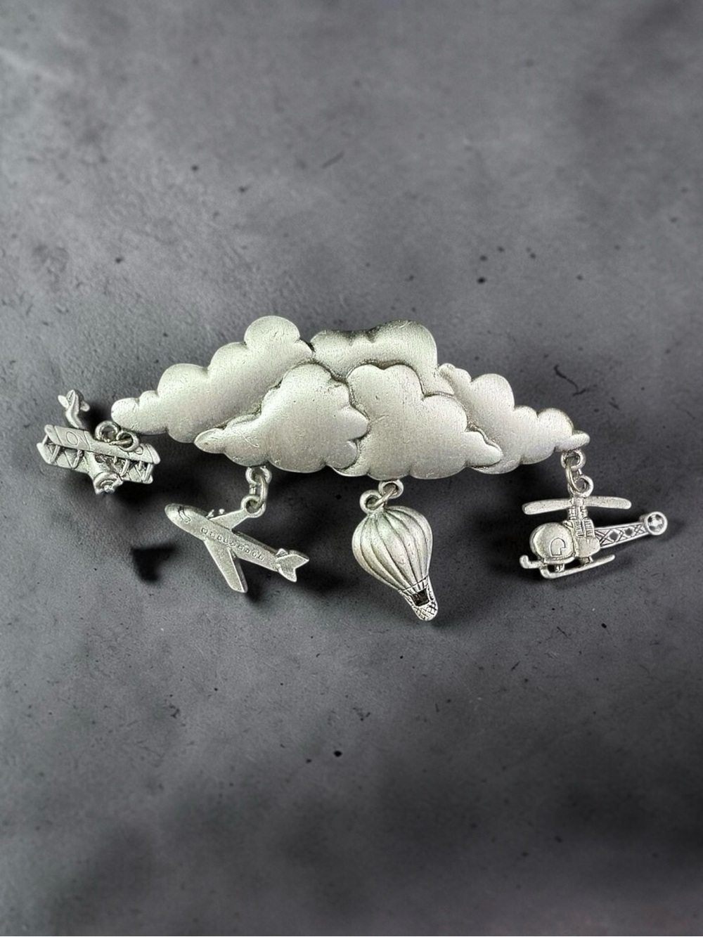 UNIQUE JJ Vintage Pewter Brooch - Aviation
